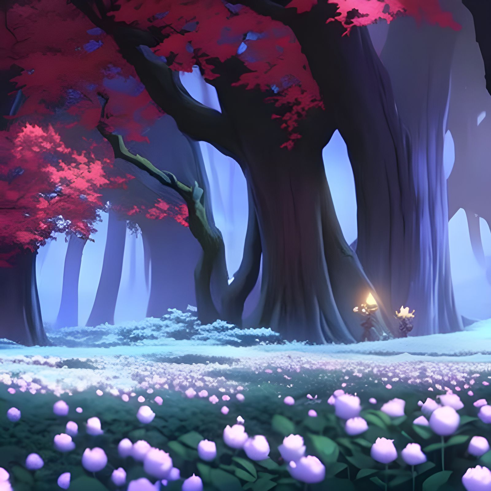 Magical Blue Rose Field in Dark Fantasy Style