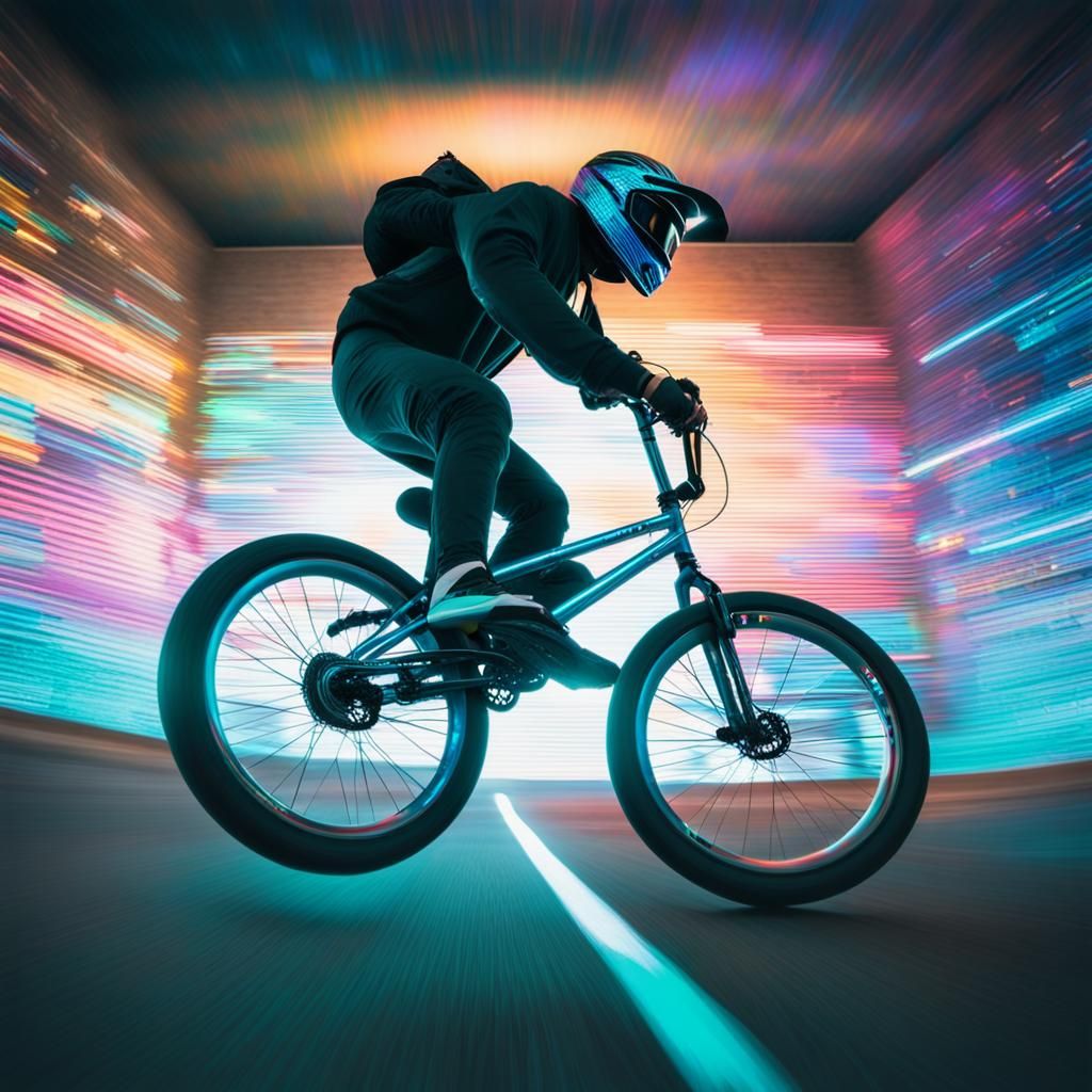 BMX Rider in Holographic Y2K Aesthetic