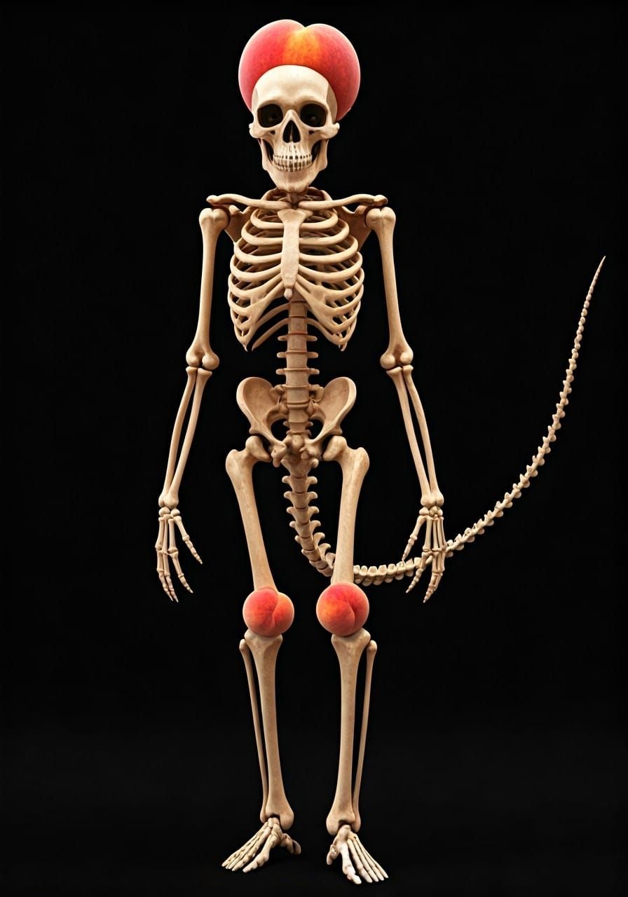 Photorealistic Alien Skeleton with Peach Bones