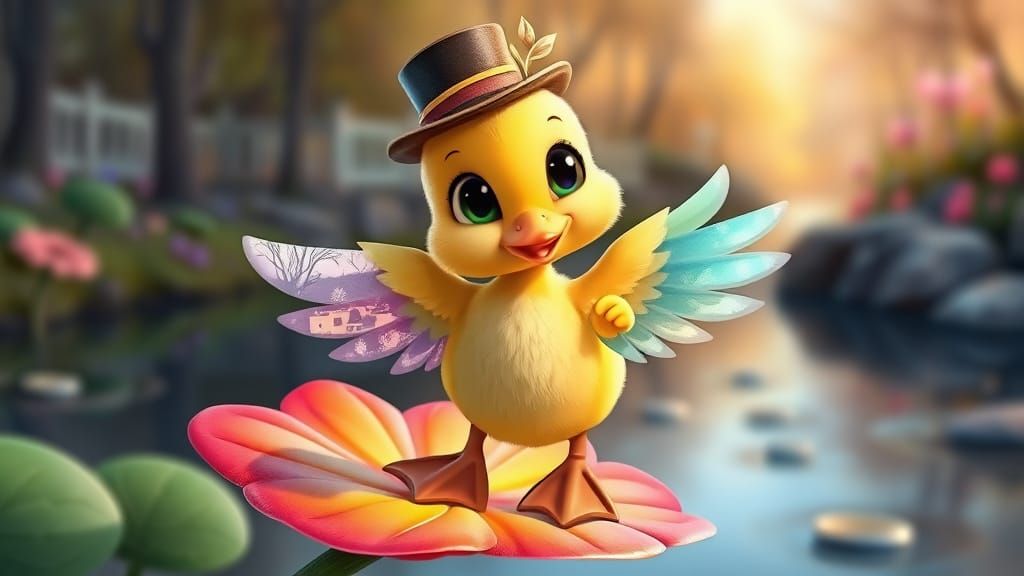 Dancing Duckling with Winter and Spring Wings