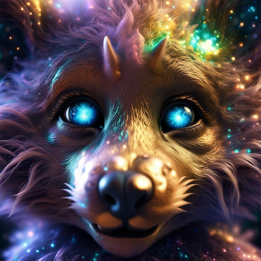 Adorable Baby Werewolf with Iridescent Fur