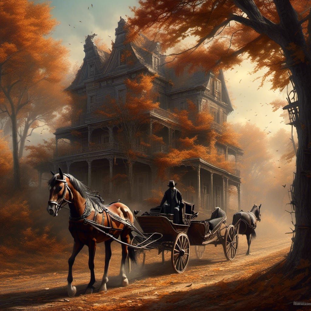 Horse and Carriage in Fantasy Art Style