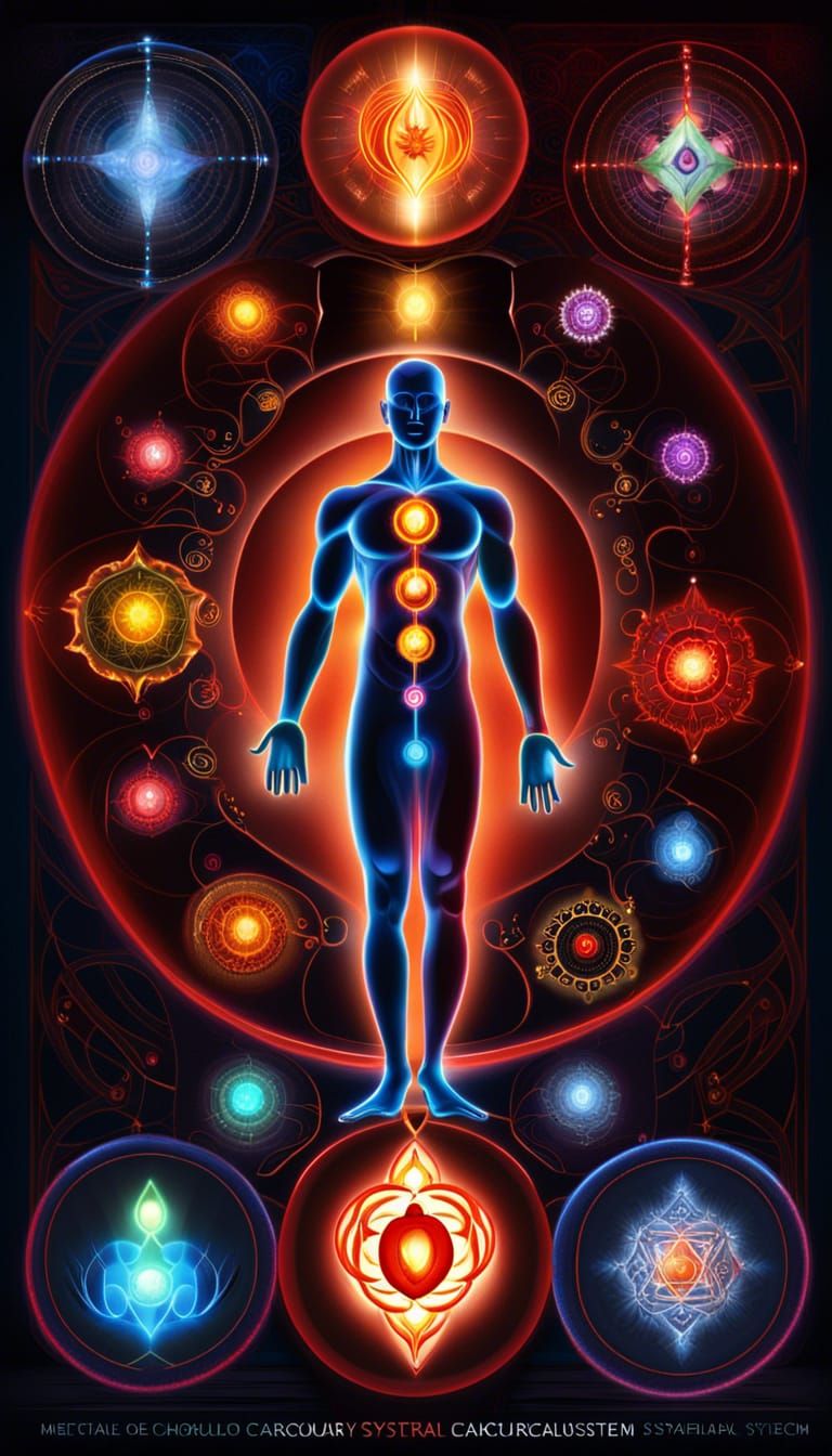 Meditative Human Cardiovascular System with Chakra Centers