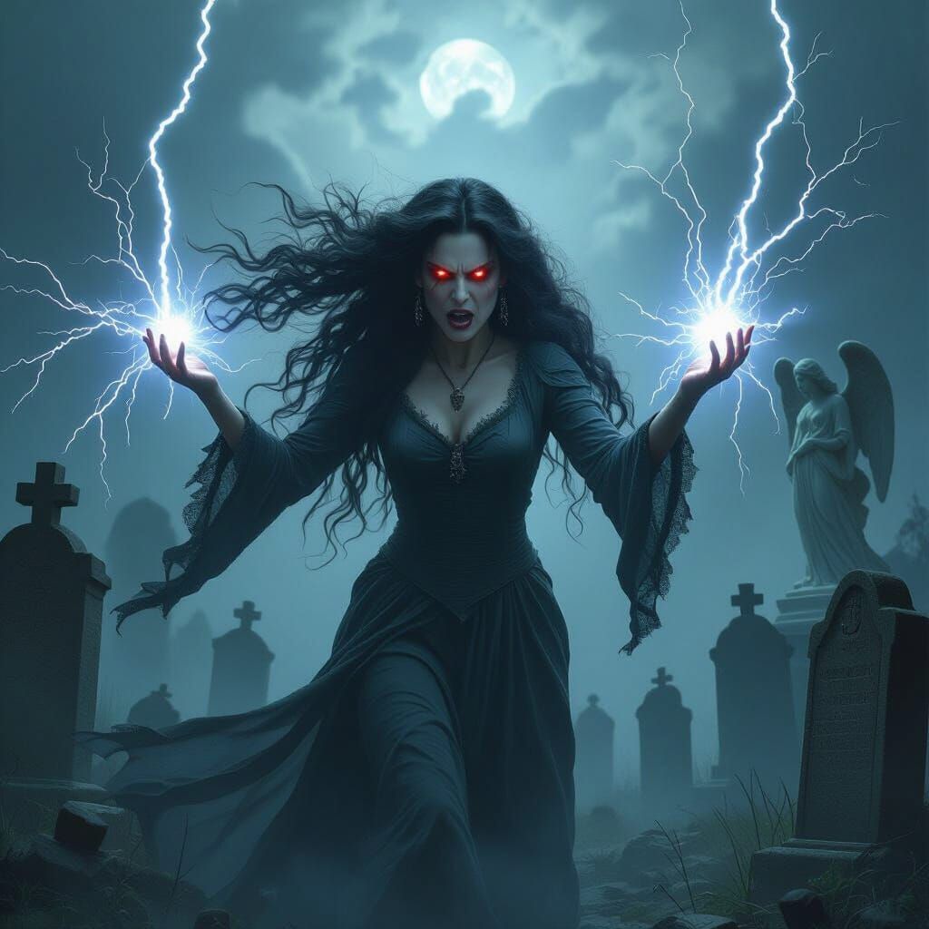 Furious Spectral Entity in a Dark Cemetery