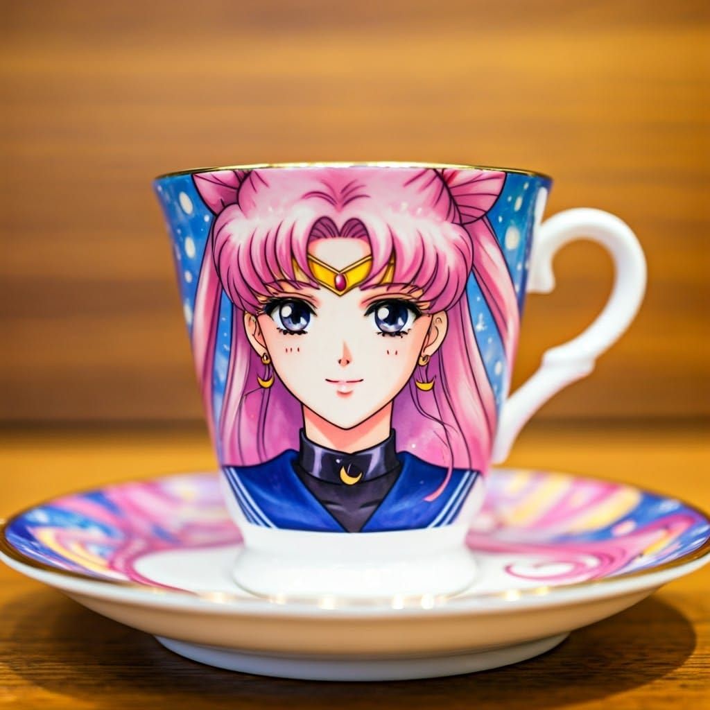 Black Lady Teacup: Anime-Inspired Porcelain Art