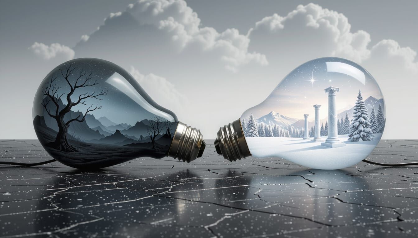 Duality of Night and Snow Worlds in Balanced Light Bulbs