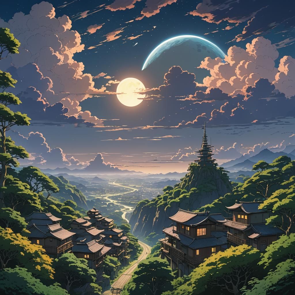 Akaza Upper Moon 3 in Studio Ghibli Style
