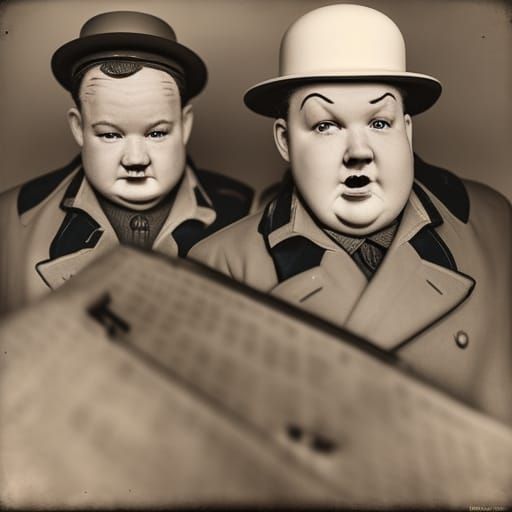 Laurel and Hardy as Robots: Hyperrealistic Portrait