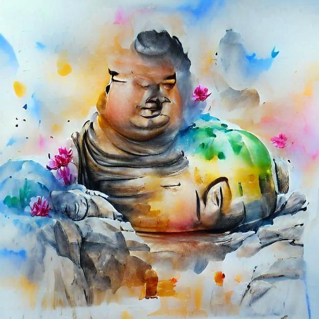 Peaceful happy Buddha Rock House