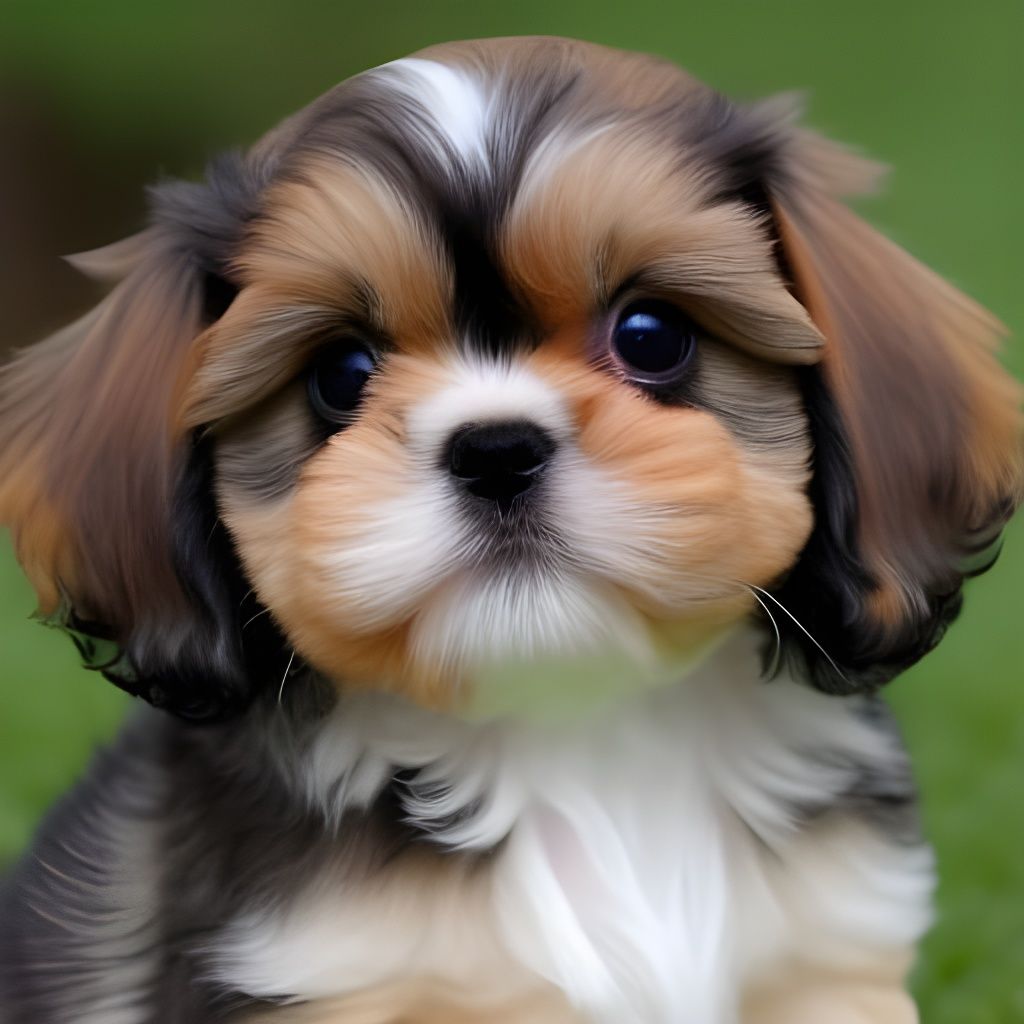 Cute Shih Tzu Puppy in Art Nouveau Style