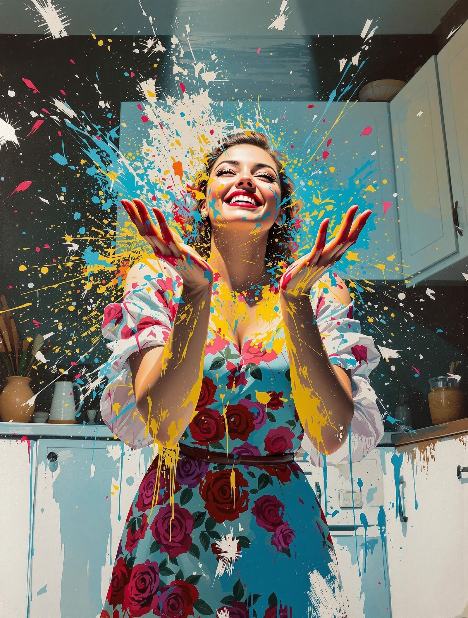 Latina Housewife's Abstract Expressionist Rebellion in Acryl...