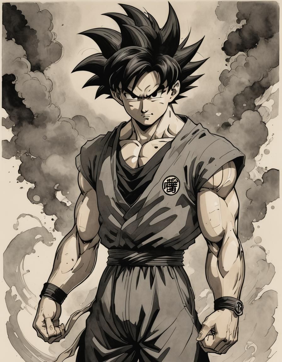 Dynamic Goku Illustration in Comic Book Style