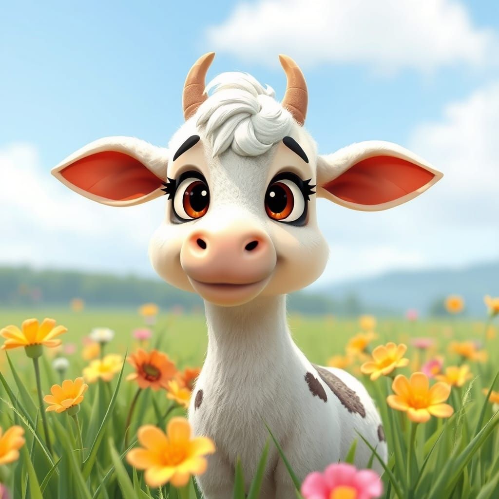 Animated Sheep with Soft Wool in Cartoon Style