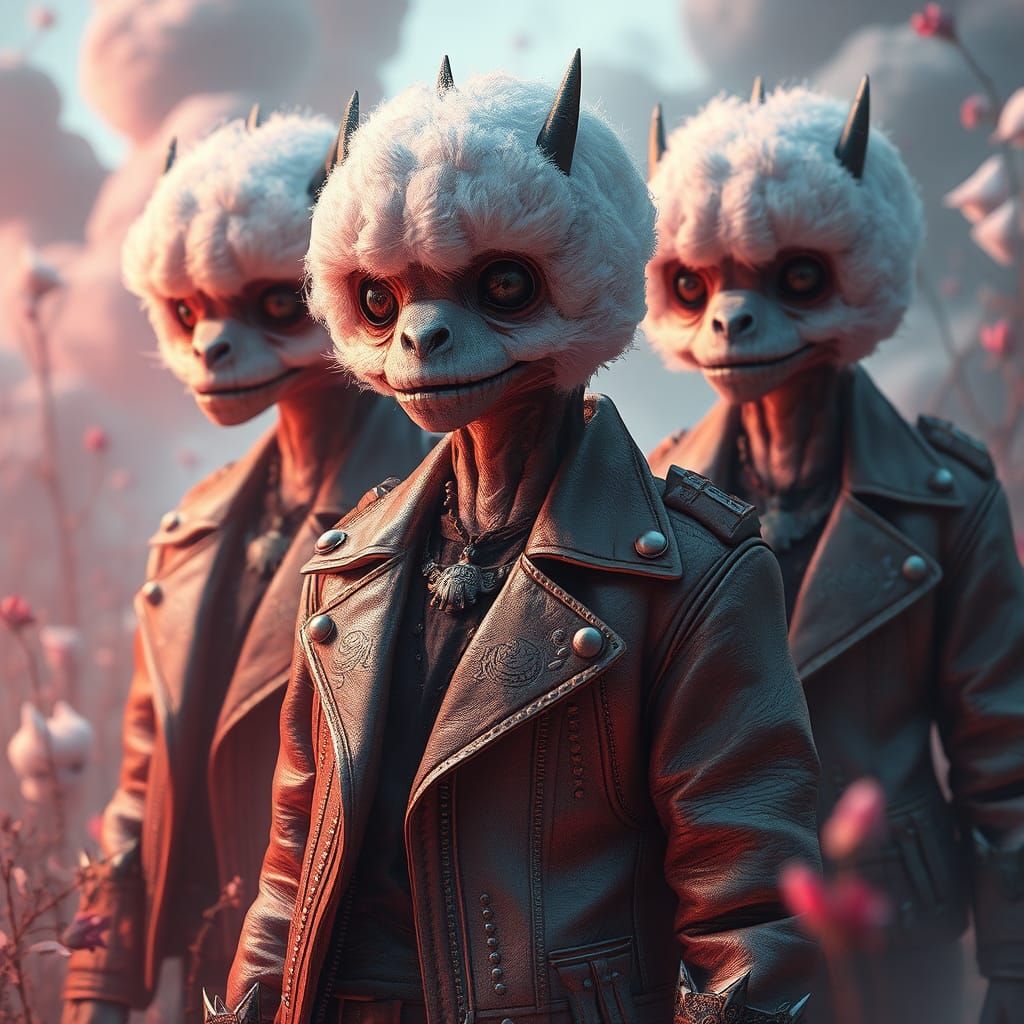 Marshmallow Creatures in Dreamlike Environment