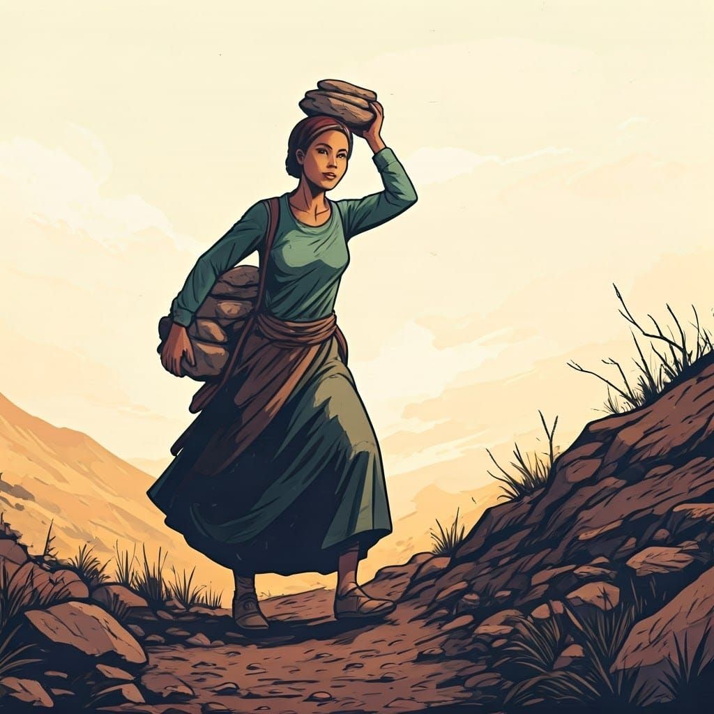 A Woman's Determined Journey Uphill