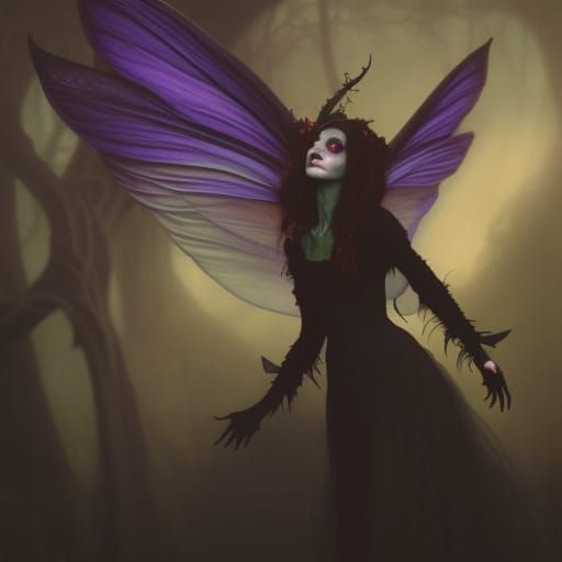 Colorful, Dark fey creature of the dusk, cat like fairy rabbit fey creatures, shadow , protectors seen in shadows, Tim B...