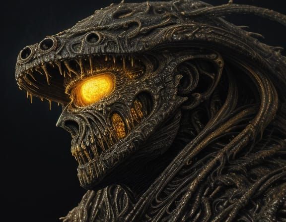 Grotesque Creature in Surreal Nightmare Landscape