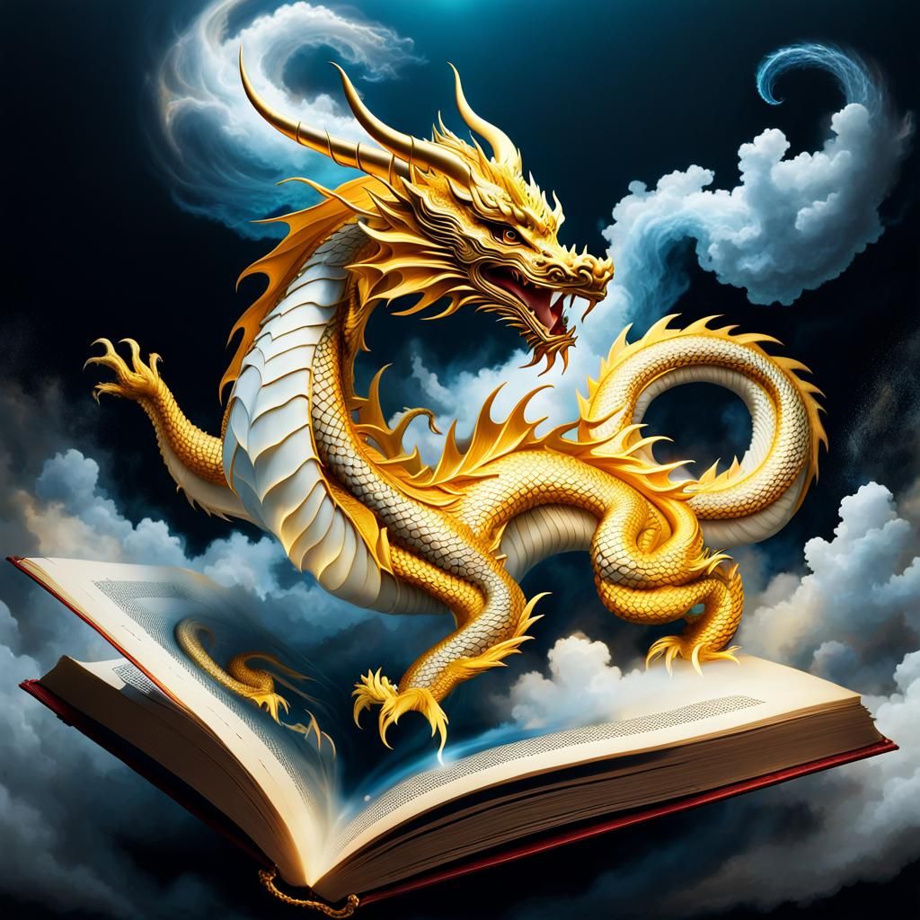 Golden Dragon Emerges From Fantasy Book
