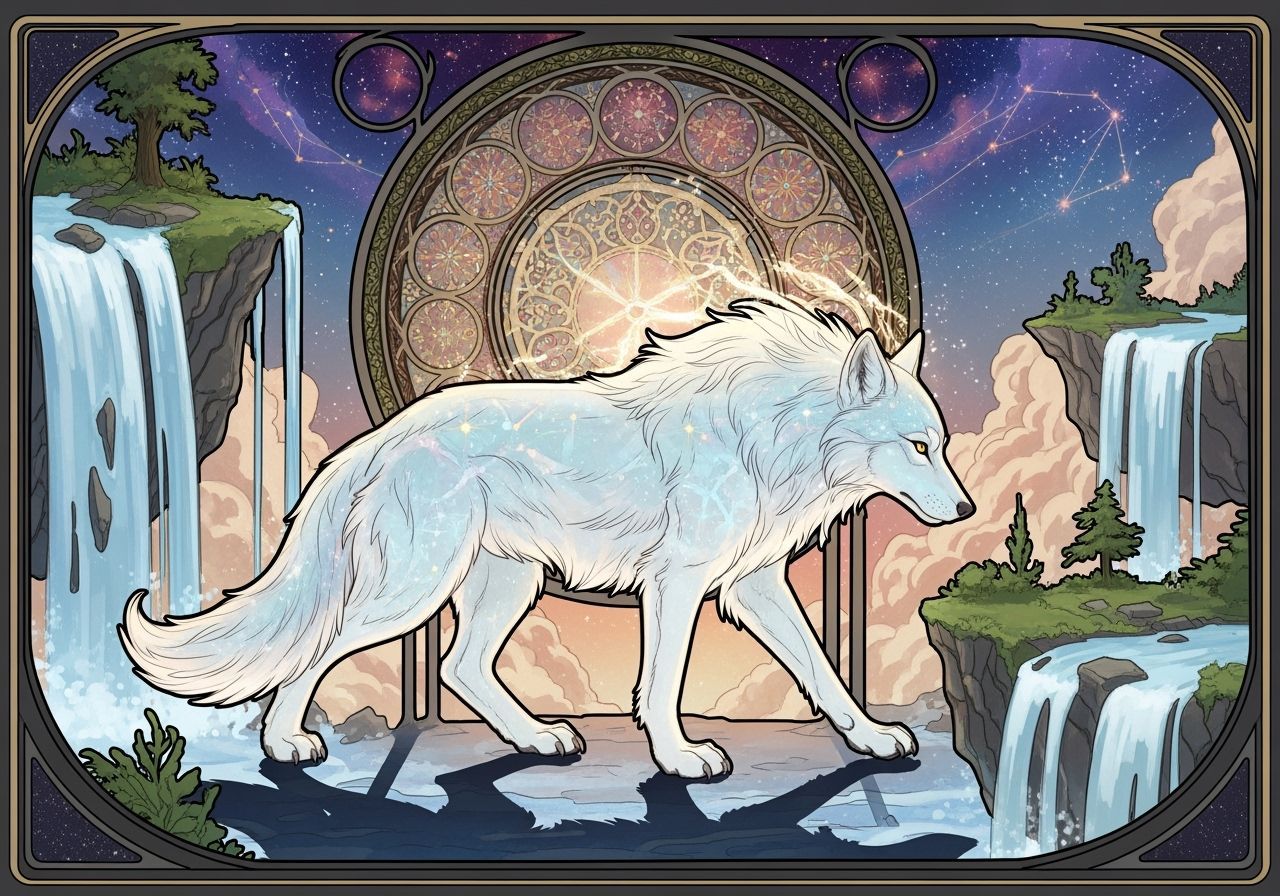 Ethereal Spirit Wolf Dreamscape in Art Nouveau Style
