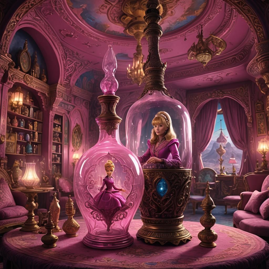 Barbara Eden in a Bottle Lamp: Digital Painting