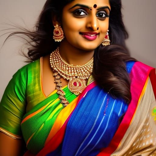 Beautiful Indian Woman in Saree Portrait