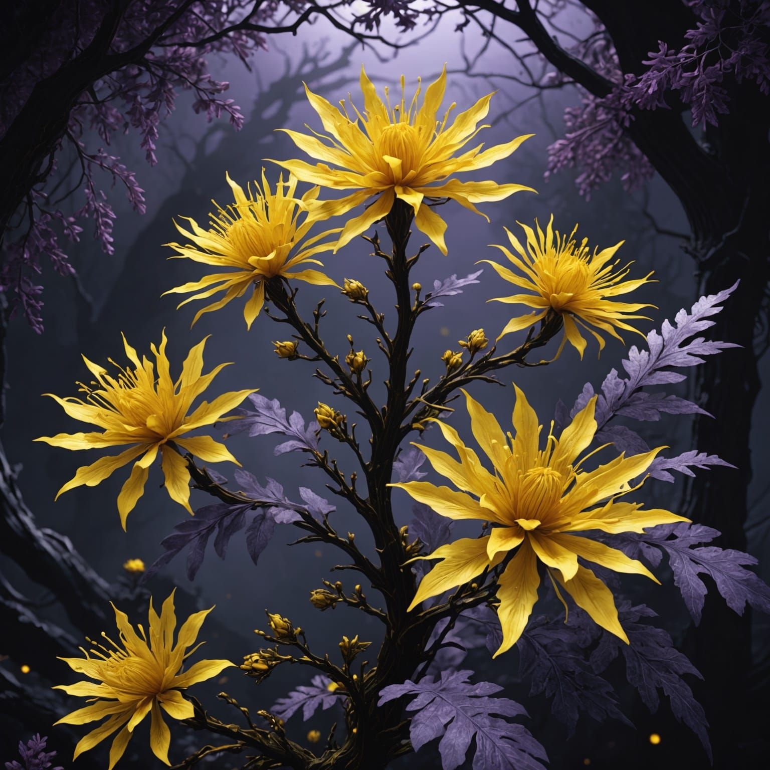 Dendrite Flower in Dark Fantasy Style