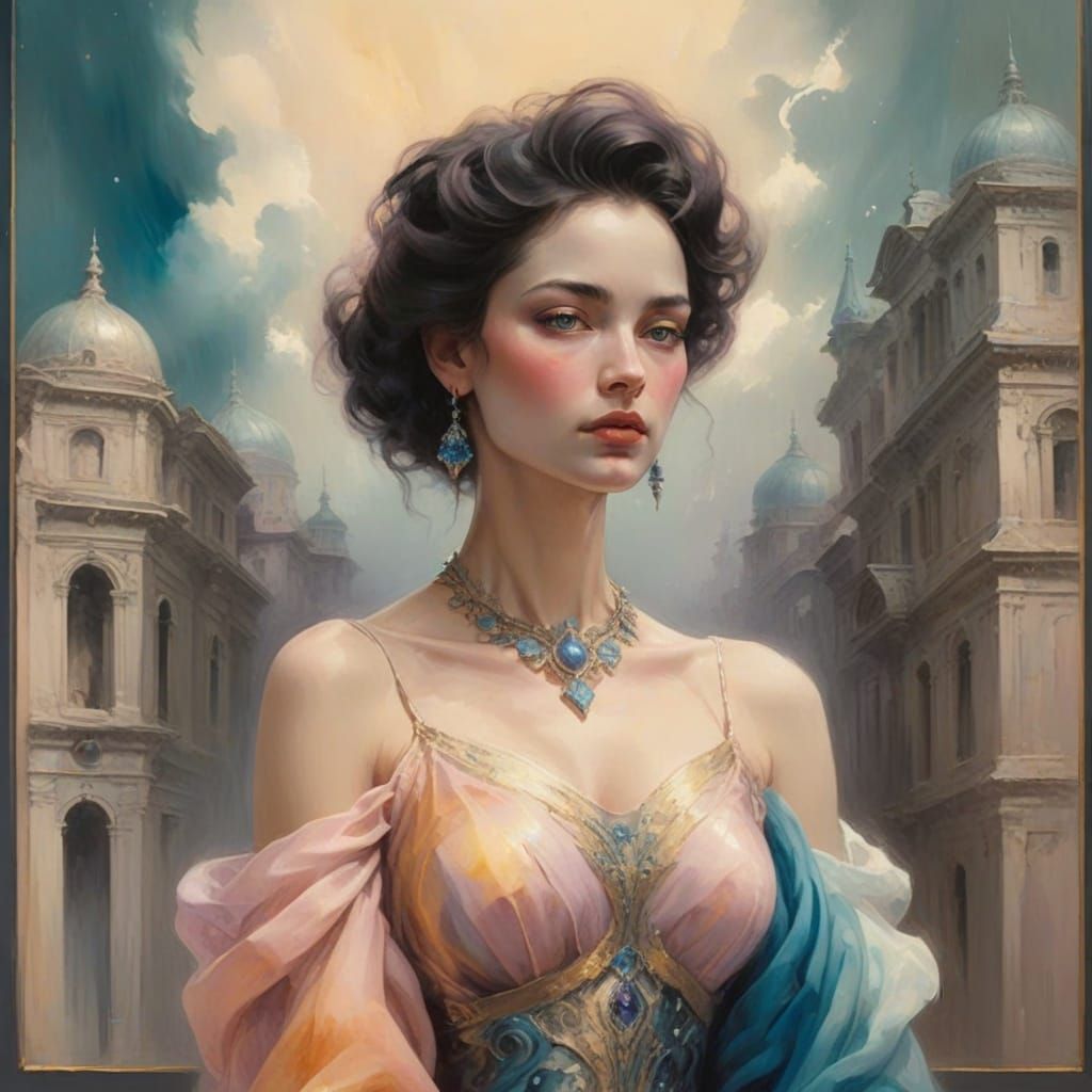 Surreal Portrait of Figure Emerging from Darkness in Vibrant...