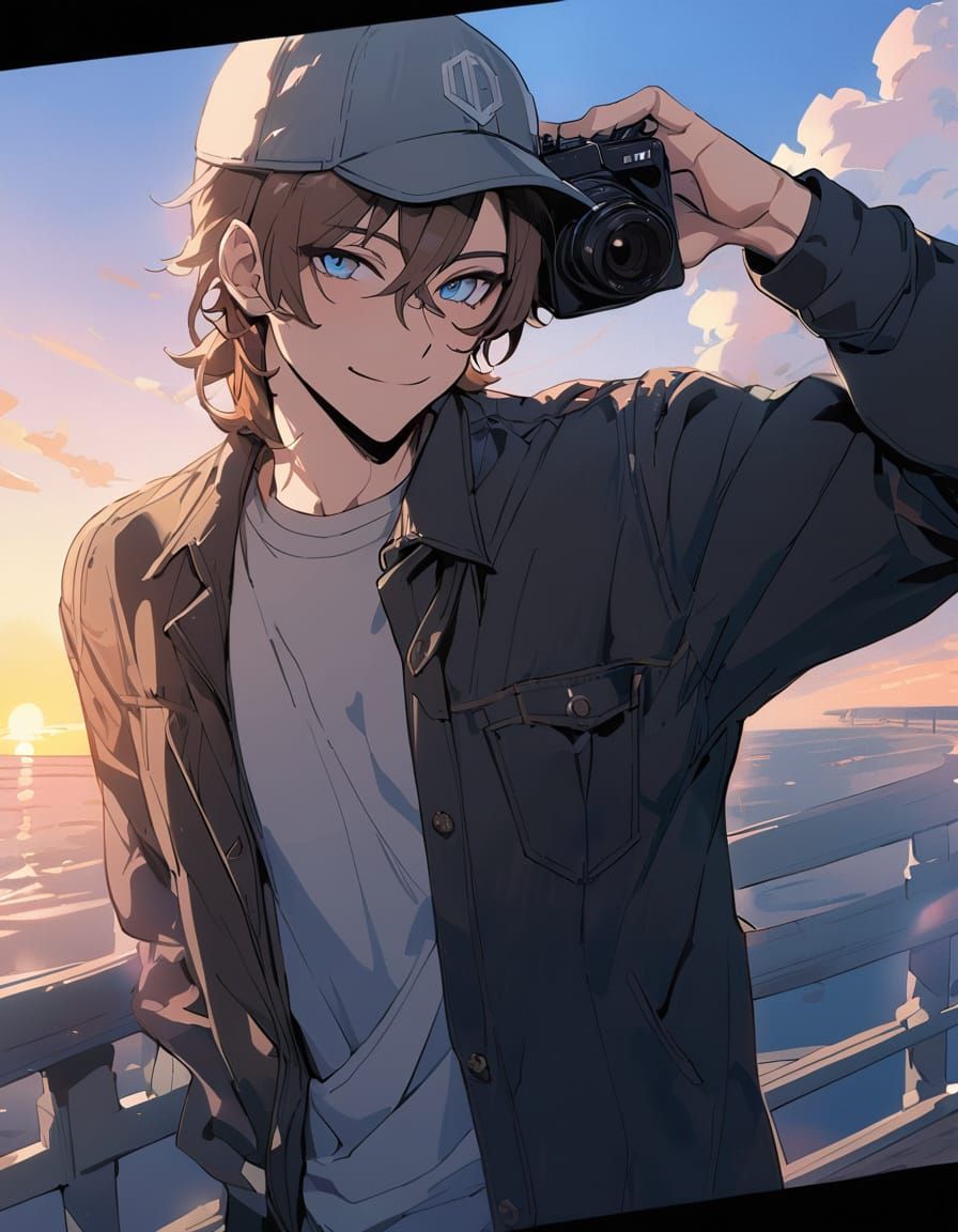 Bishounen Boy Captures Summer Sunrise with DSLR Camera