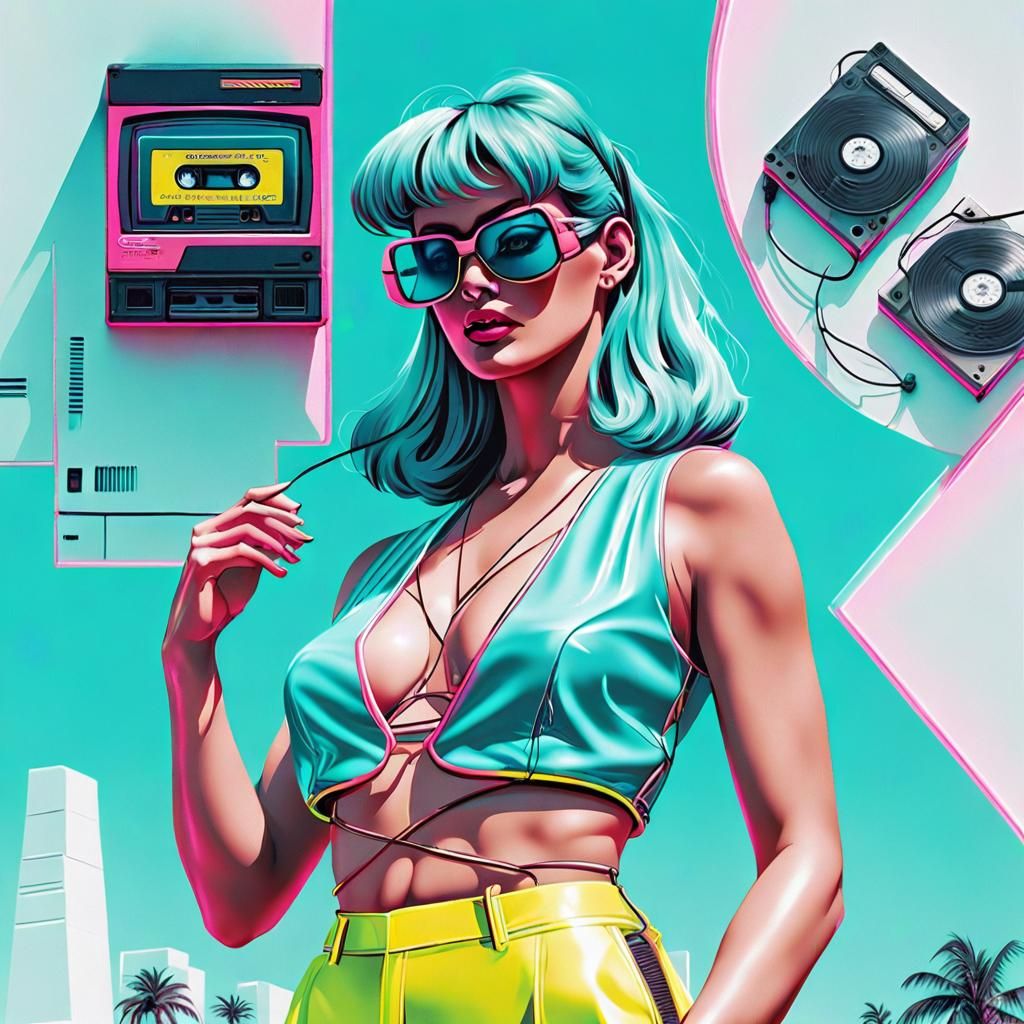 Vaporwave Aesthetic with Retro Computer Graphics in Pop Art
