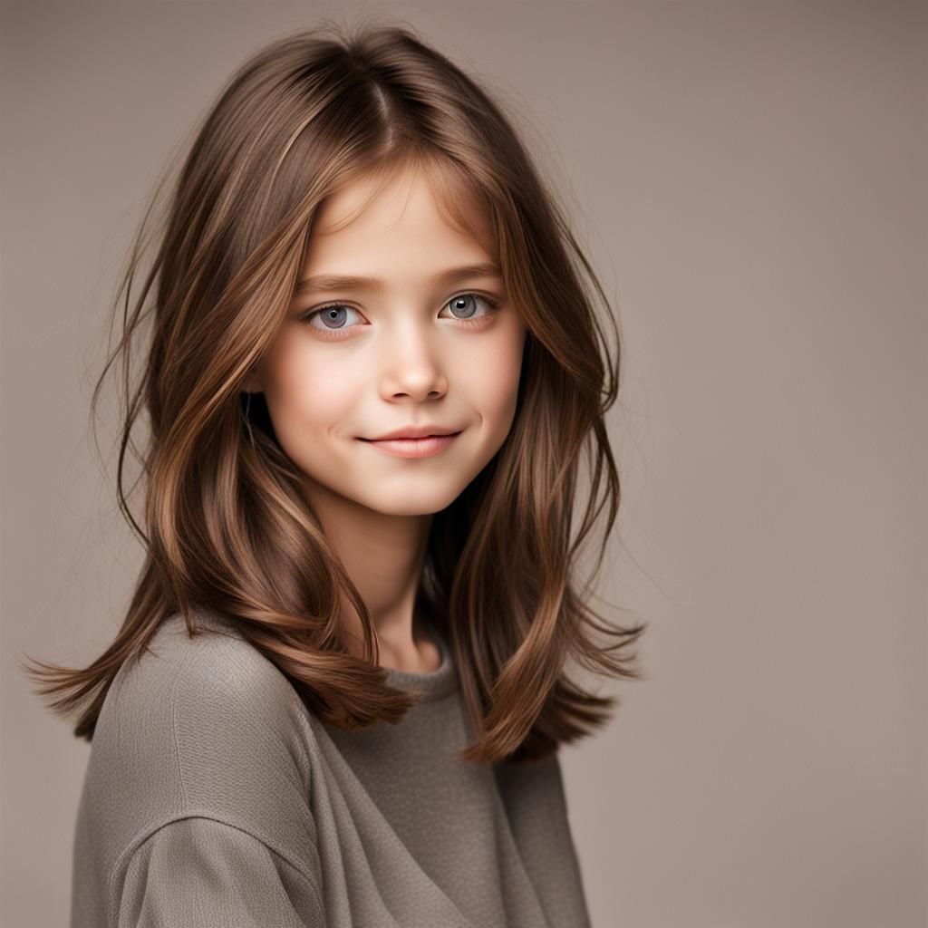 Anime Portrait: Brown-Haired Beauty in 3D