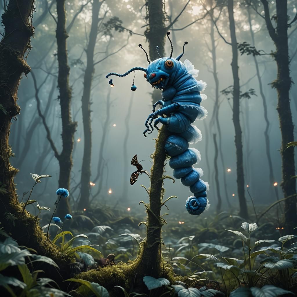 Hookah Smoking Caterpillar in Wonderland Forest
