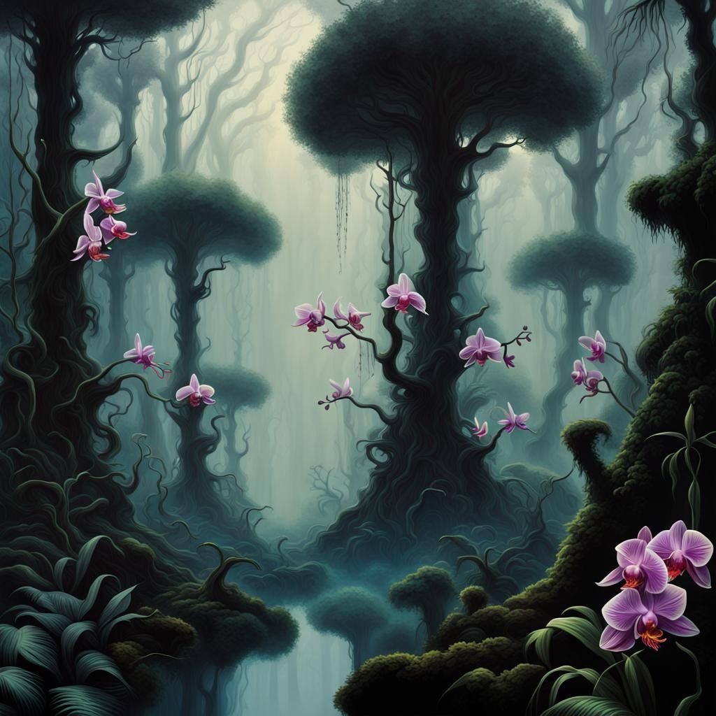 Surreal Forest Landscape in Roger Dean Style
