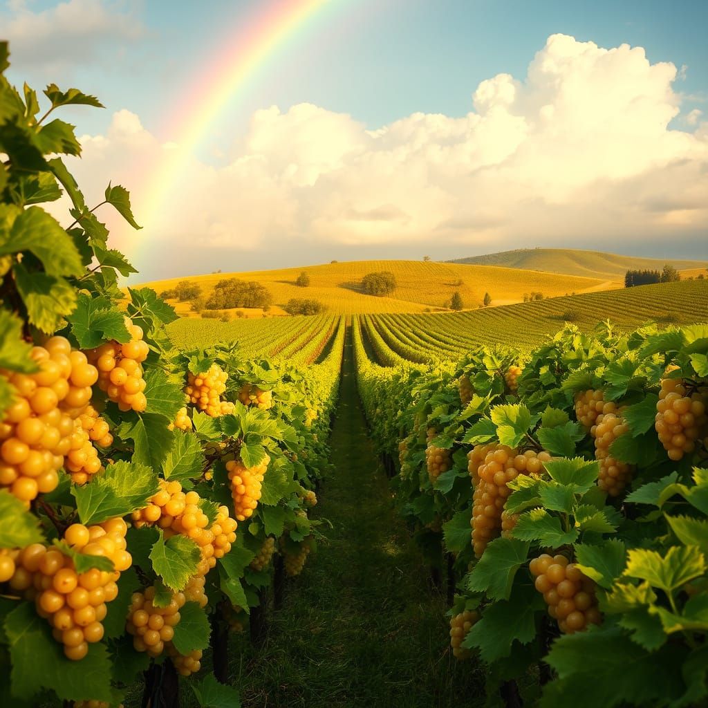 Lush Vineyard Landscape in Impressionist Style