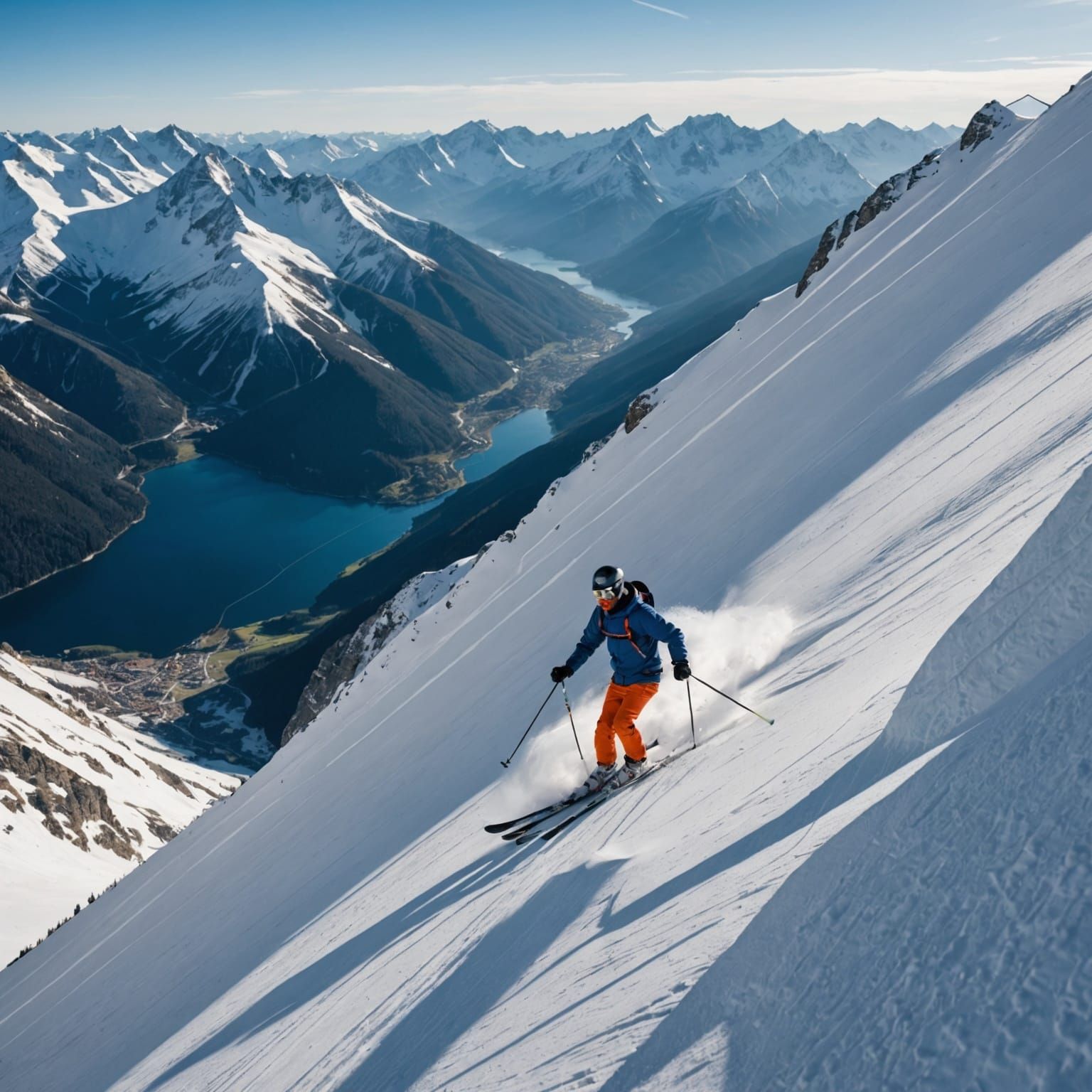 Skiing Adventure Down a Snowy Mountain