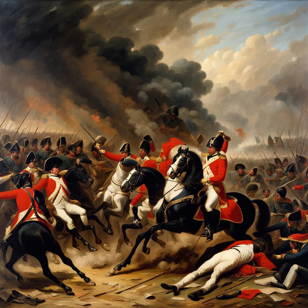 Napoleon Bonaparte being defeated at the battle of Waterloo 1815