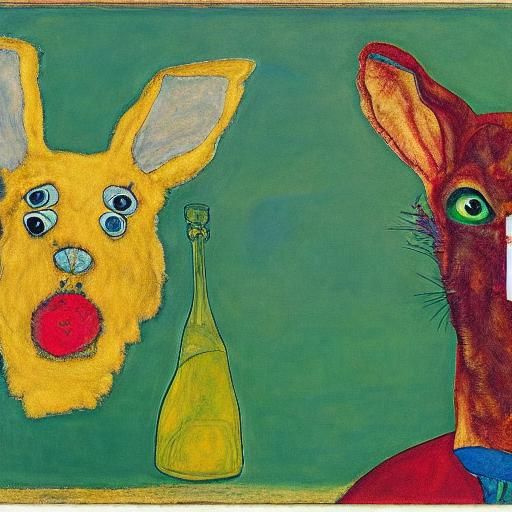 Unpleasant Rabbit Consumes Alcohol: Expressionist Style