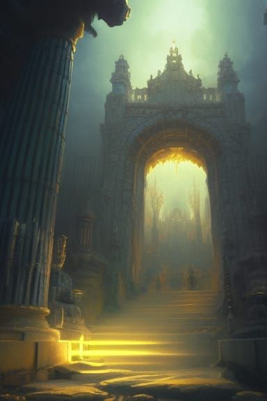 Giant Runestone Gateway to a Cloudy Realm