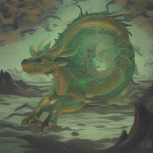 Mythical Yale Creature with Swiveling Horns in Forest