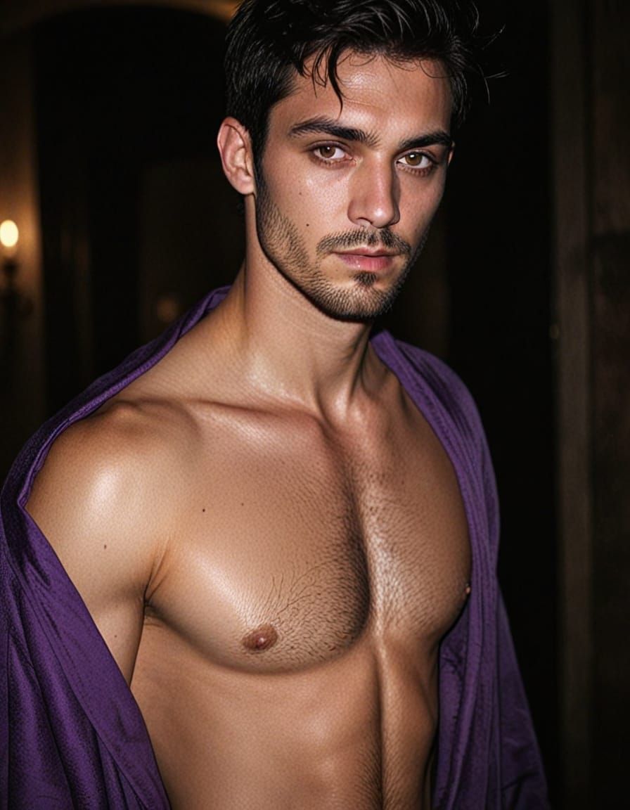 Elegant Dark Fantasy Portrait in Luxurious Purple Robe