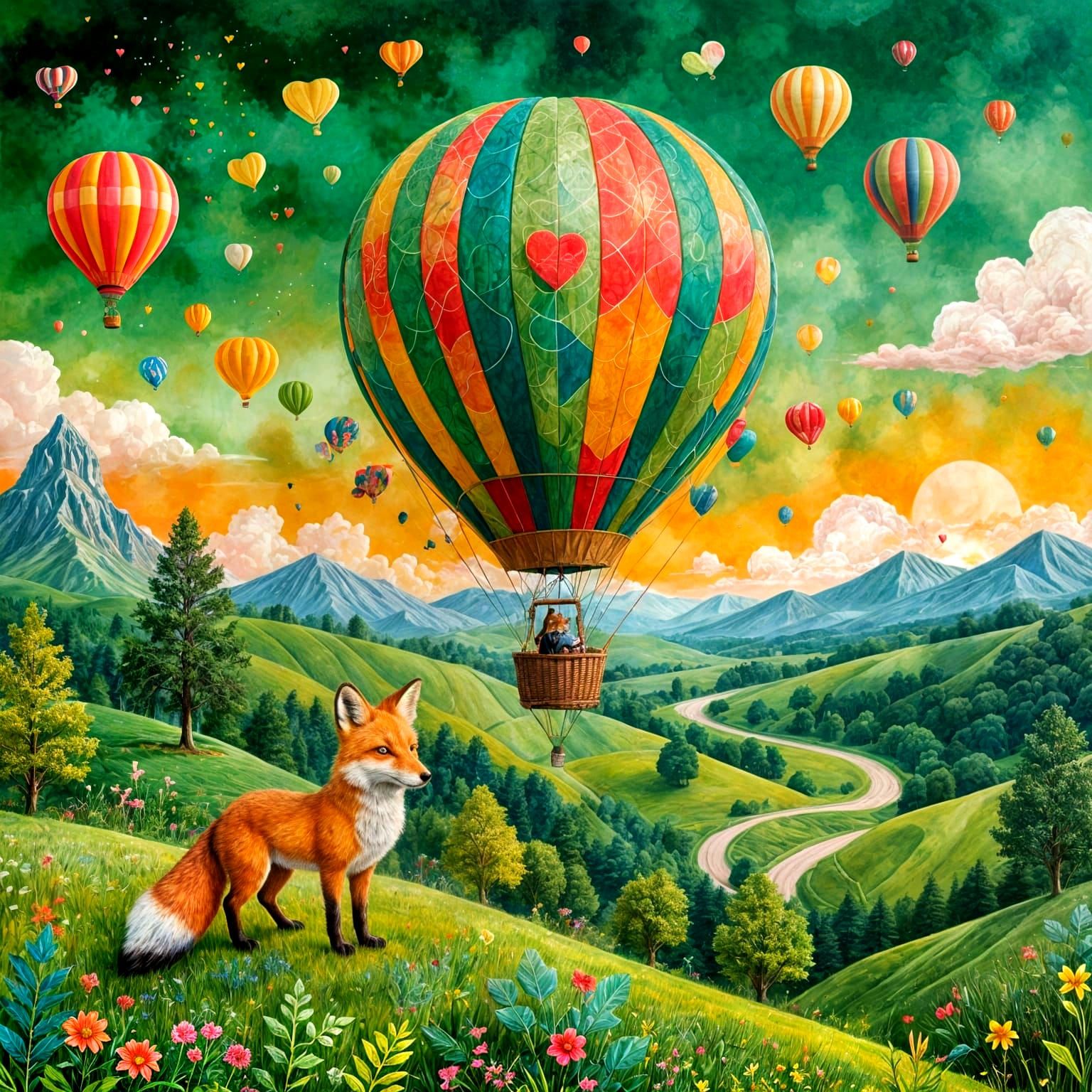 Heart Balloon Landing Surprises Woodland Creature