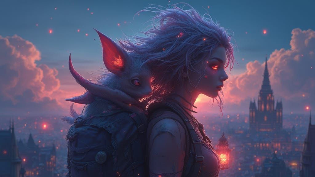 Ethereal Nebulaepunk Couple Chases Memories Across Majestic ...