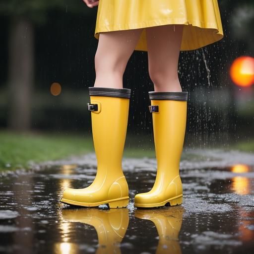 Yellow Rainboots Splashing: Professional Photography