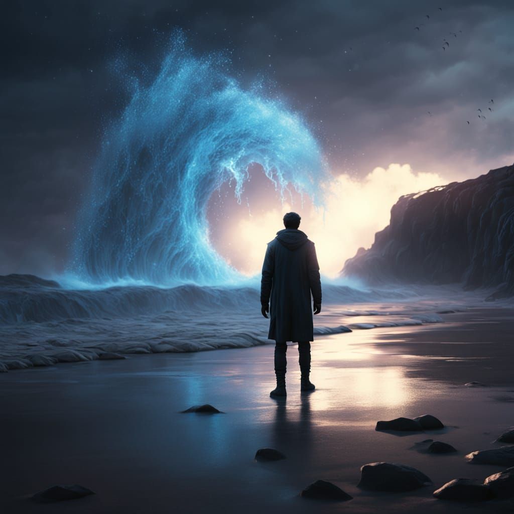 Bioluminescent Shoreline in Dark Fantasy Concept Art