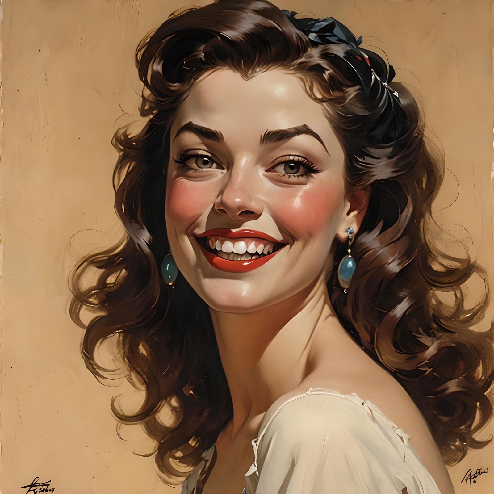 Classic Pin-Up Portrait of a Smiling Woman