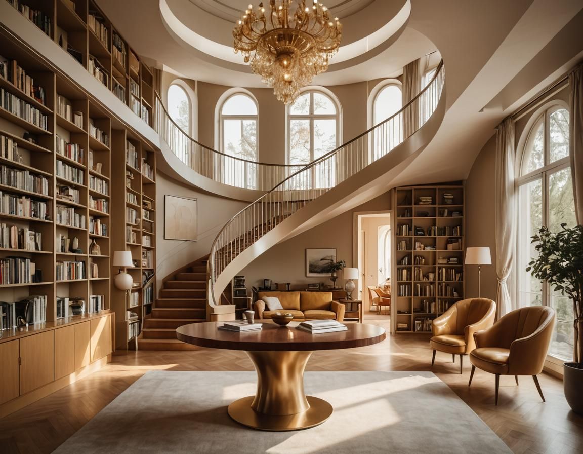 Vico Magistretti Inspired Interior with Natural Lighting