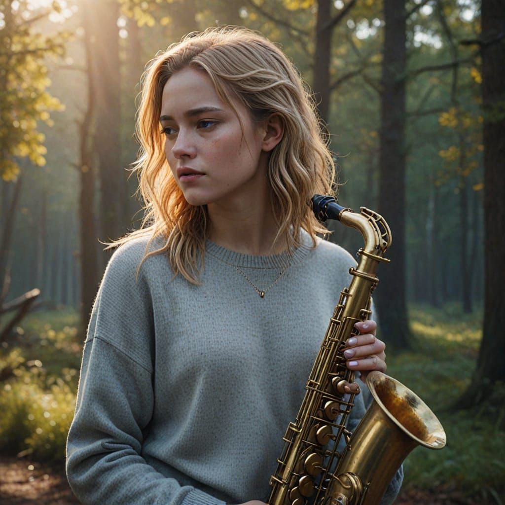 Saxophone Serenade in Dreamlike Golden Light