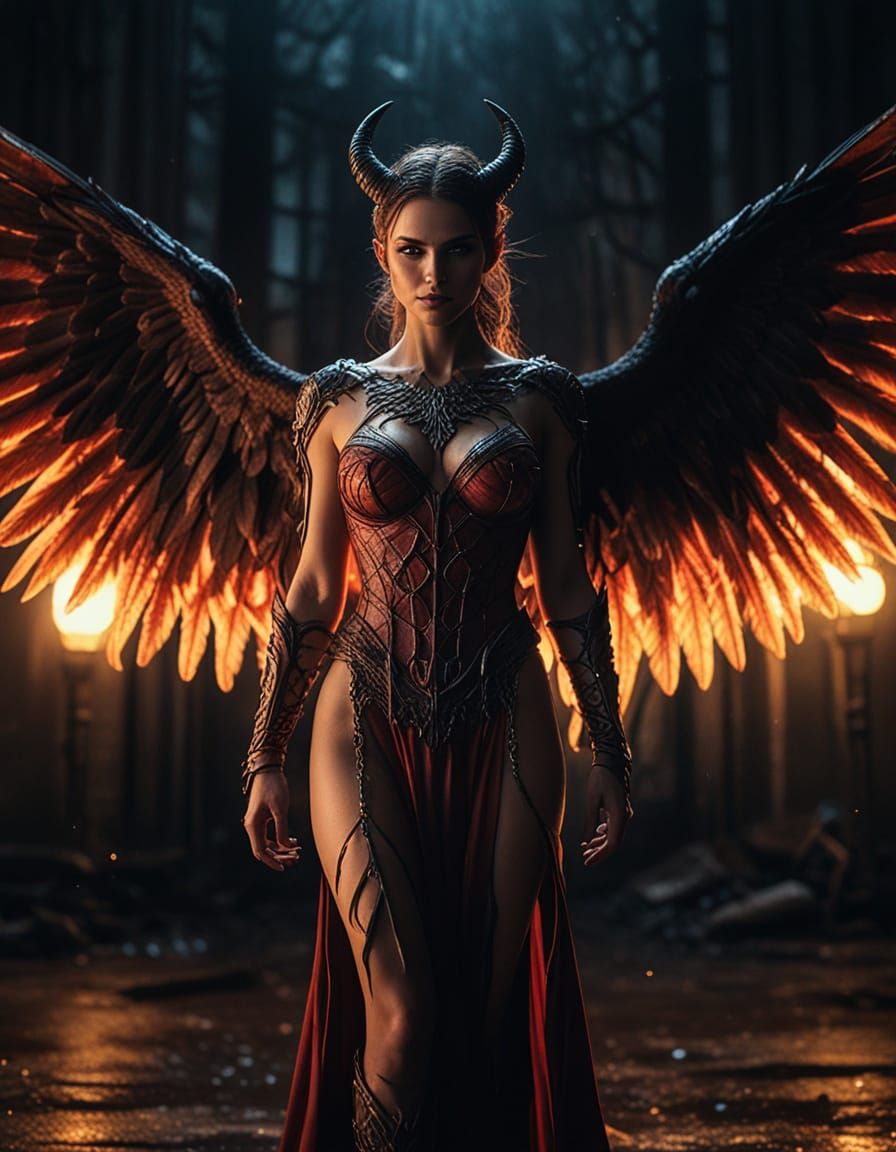 Ethereal Female Demon in Cinematic Splendor