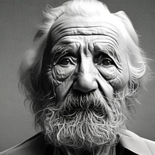 Geometric Portrait of Old Fisherman in Origami Style