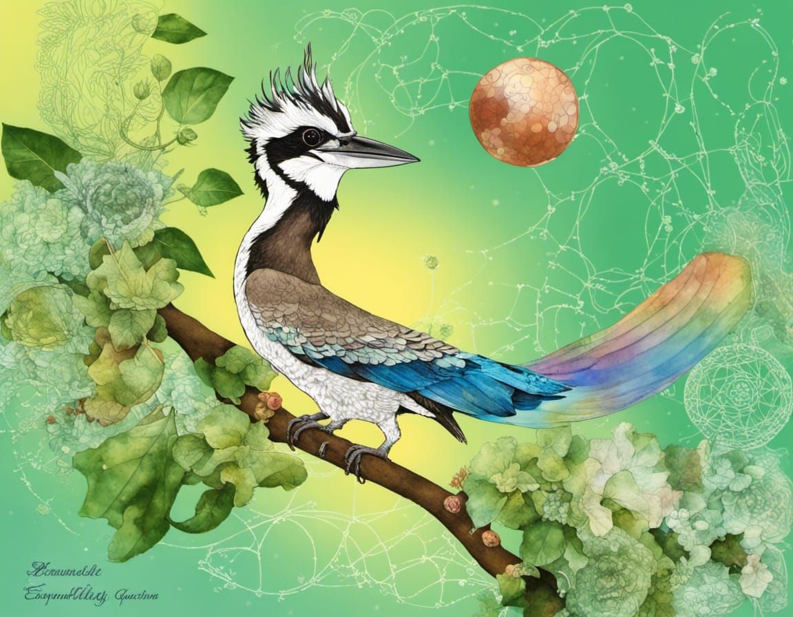 Kookaburra in Australian Flora: A 3D Shaded Celtic Zentangle
