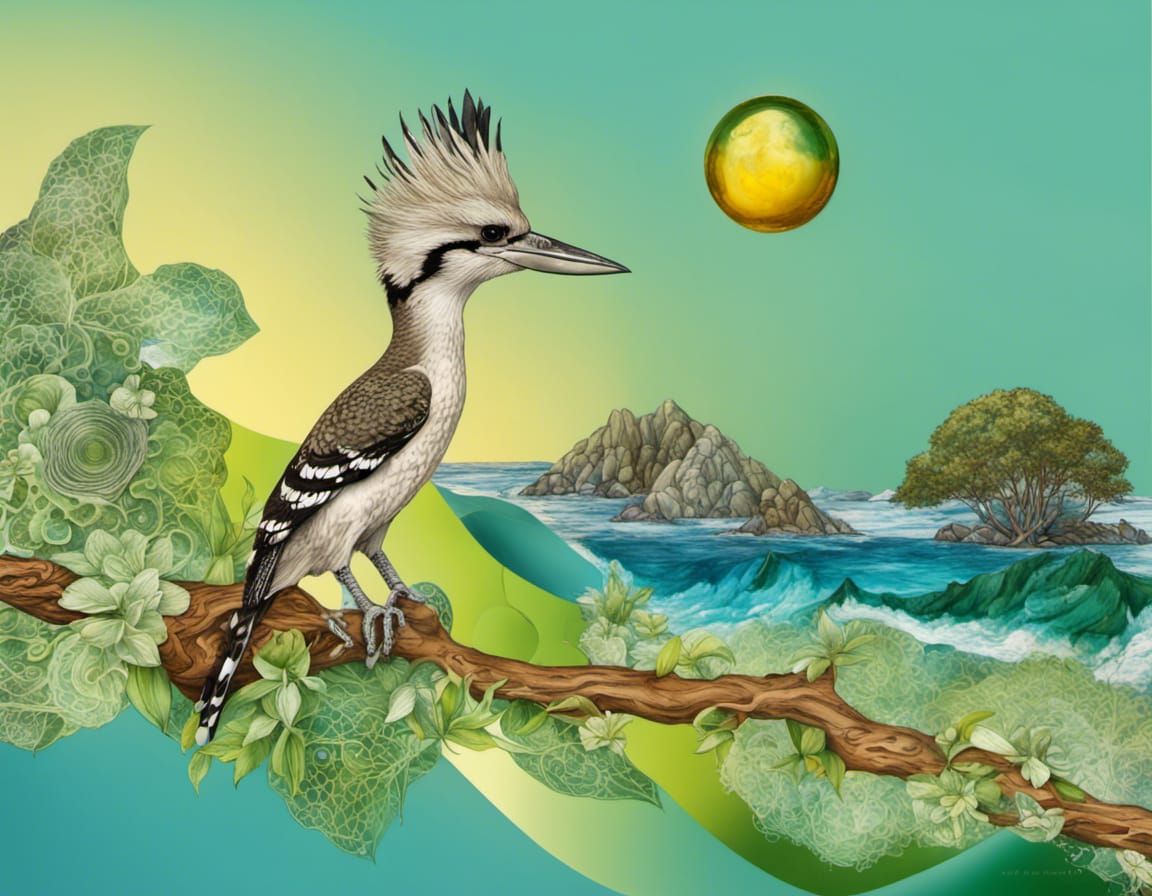 Australian Kookaburra with Celtic Druidic Runes